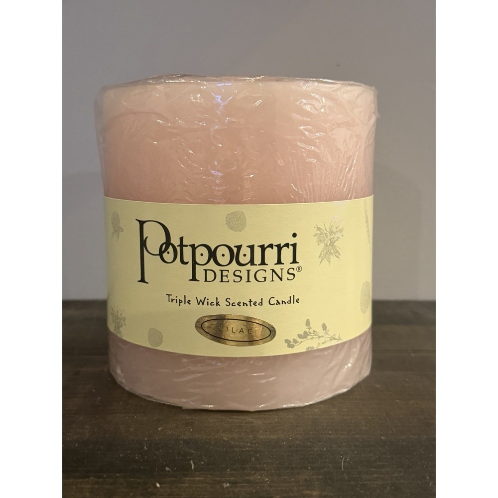 Vintage Potpourri Designs Triple Wick Scented Candleโ Lilac NOS New Sealed
